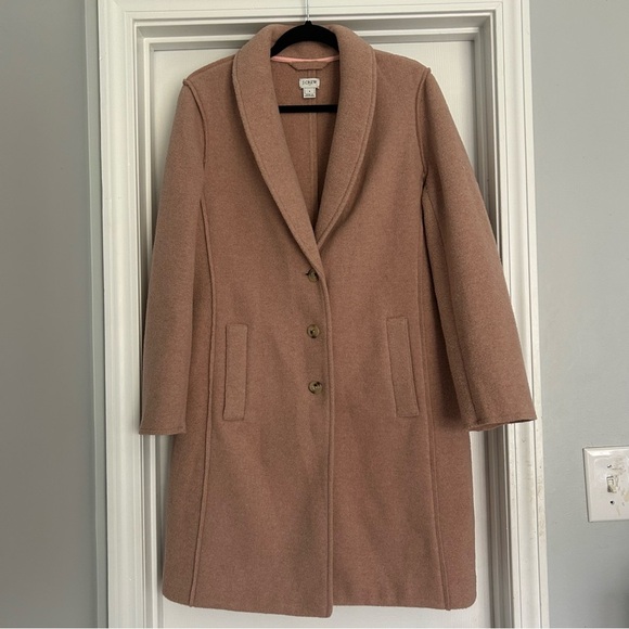 J. Crew Boiled Wool Top Coat Pea Coat in Light Pink Olga - Picture 2 of 7